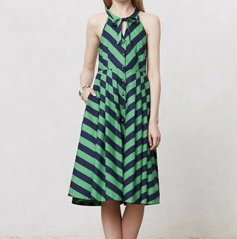 Anthropologie Girls From Savoy Chevron Striped Sundress Spring Summer Dress 2